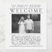 Formele Scrolling Leaves Bruiloft Welkom Gasten Wijn Etiket (Enkel label)