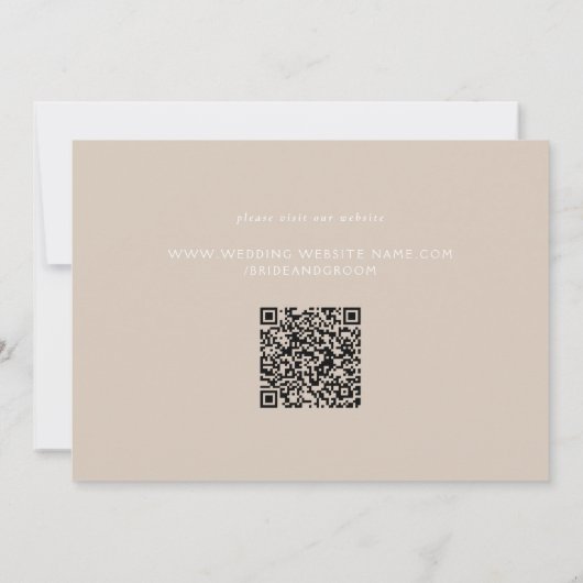 Formele Scrolling Leaves Sandy Beige Bruiloft Kaart (Achterkant)