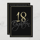 Formele Silver Black en Gold 18e verjaardag Kaart (Voorkant / Achterkant)