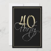 Formele Silver Black en Gold 40th Birthday Party Kaart (Voorkant)