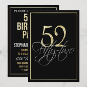 Formele Silver Black en Gold 52e verjaardag Kaart (Voorkant / Achterkant)
