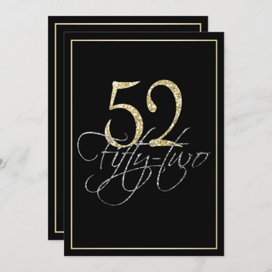 Formele Silver Black en Gold 52e verjaardag Kaart (Voorkant / Achterkant)