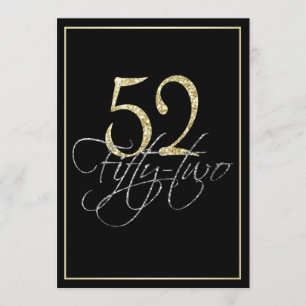 Formele Silver Black en Gold 52e verjaardag Kaart