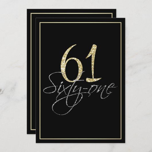 Formele Silver Black en Gold 61e verjaardag Kaart (Voorkant / Achterkant)
