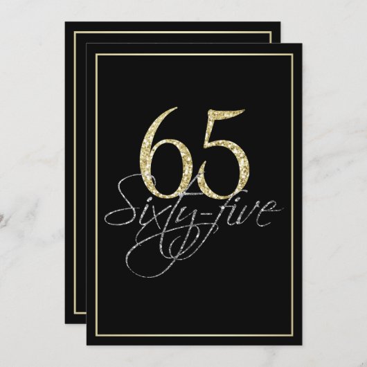 Formele Silver Black en Gold 65e verjaardag Kaart (Voorkant / Achterkant)