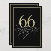 Formele Silver Black en Gold 66e verjaardag Kaart (Voorkant / Achterkant)