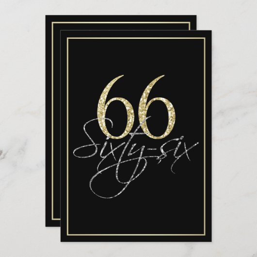 Formele Silver Black en Gold 66e verjaardag Kaart (Voorkant / Achterkant)