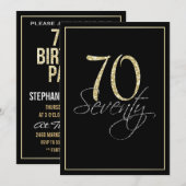 Formele Silver Black en Gold 70e verjaardag Kaart (Voorkant / Achterkant)