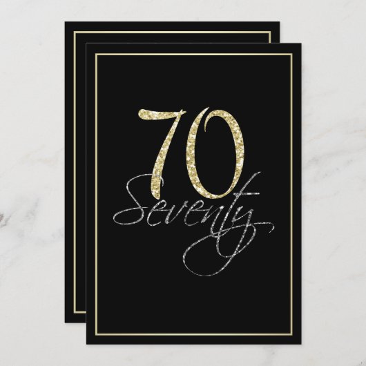 Formele Silver Black en Gold 70e verjaardag Kaart (Voorkant / Achterkant)