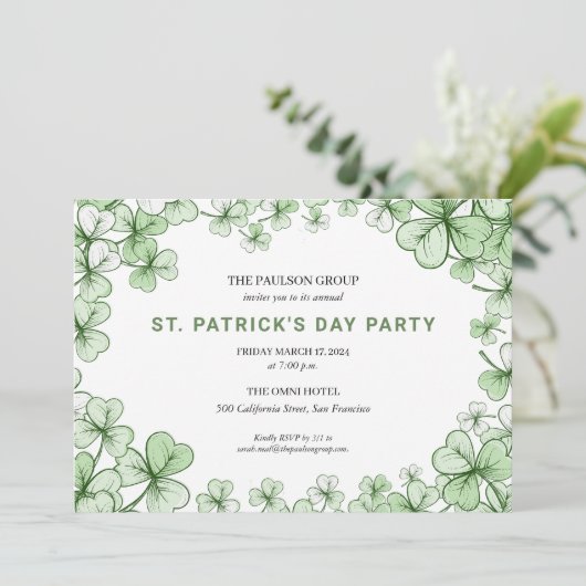 Formele St. Patrick's Day Party Kaart (Staand voorkant)