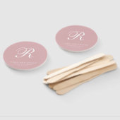 Formele Stof Roze Roze Monogram Elegante Trouw Handwaaier (Niet-gemonteerd)