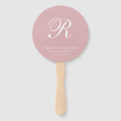Formele Stof Roze Roze Monogram Elegante Trouw Handwaaier (Voorkant)