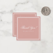 Formele Stof Roze & Witte Bruiloft Bedankt Notitiekaartje (Voorkant / Achterkant in situ)