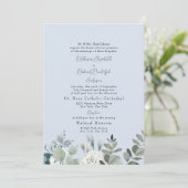 Formele Stofblauwe Bloem Bruid Ouders Bruiloft Kaart (Staand voorkant)