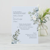 Formele Stofblauwe Bloemachtige Bruid Ouders II Tr Kaart (Staand voorkant)