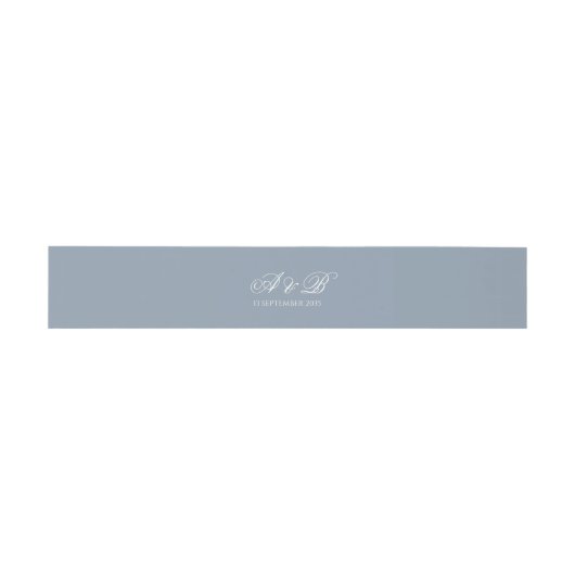 Formele Stofblauwe Monogram Script & Datum Trouw Uitnodigingen Wikkel (Vlak)