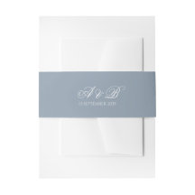 Formele Stofblauwe Monogram Script & Datum Trouw