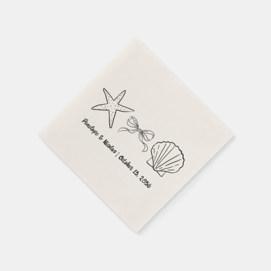 Formele strand bruiloft gunst Seashell & Bow serve Servet (Hoek)