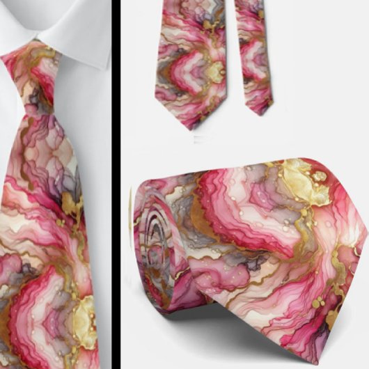 Formele stropdas | Marmer roze & goud