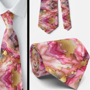 Formele stropdas Marmer roze & goud