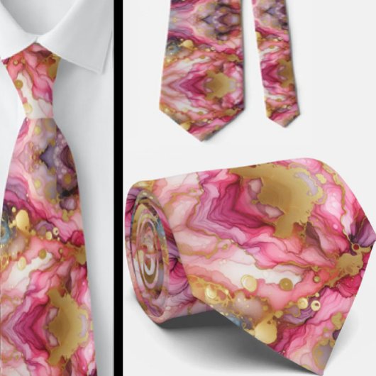 Formele stropdas | Marmer roze & goud