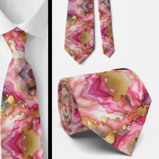 Formele stropdas | Marmer roze & goud