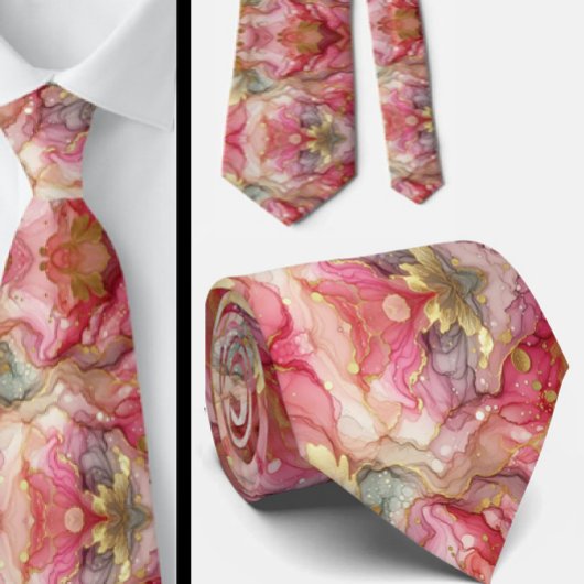 Formele stropdas | Marmer roze & goud