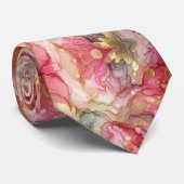 Formele stropdas | Marmer roze & goud (Opgerold)