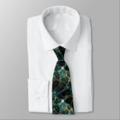 Formele stropdas | Marmer Teal Blauw & Goud (Gebonden)