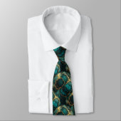Formele stropdas | Marmer Teal Blauw & Goud (Gebonden)