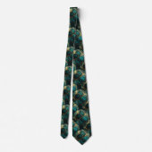 Formele stropdas | Marmer Teal Blauw & Goud (Achterkant)