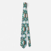 Formele stropdas | Marmer teal blauw & goud (Voorkant)