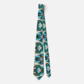 Formele stropdas | Marmer Teal Blauw & Goud (Voorkant)