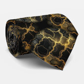Formele stropdas | Marmer zwart & goud (Opgerold)