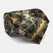 Formele stropdas | Marmer Zwart, Wit & Goud (Opgerold)