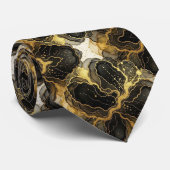 Formele stropdas | Marmer zwart, wit & goud (Opgerold)
