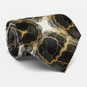 Formele stropdas | Marmer Zwart, Wit & Goud (Opgerold)