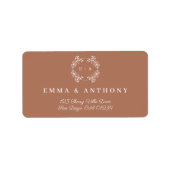 Formele Terracota Monogram Bruiloft Script Etiket (Voorkant)