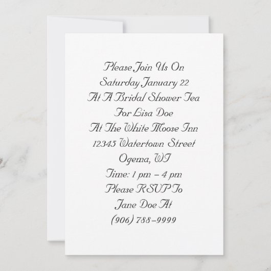  formele thee-Vrijgezellenfeest M&D Kaart (Achterkant)