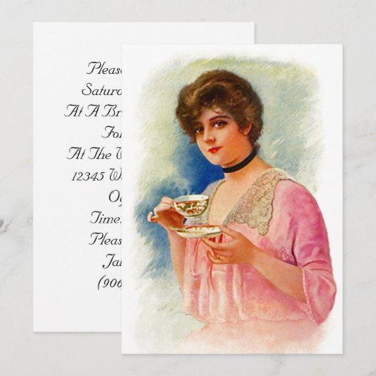 formele thee-Vrijgezellenfeest M&D Kaart (Voorkant / Achterkant)