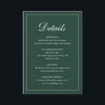 Formele traditionele elegante bosbruine bruiloft informatiekaartje<br><div class="desc">Traditionele stijl bosgroene trouwbehuizing met een eenvoudig design met "Details" in een elegante kalligrafie binnen een dunne rand. De sjabloon staat voldoende ruimte voor u toe om belangrijke informatie over uw speciale dag te delen. Dit klassieke ontwerp is perfect voor een formele bruiloft.</div>