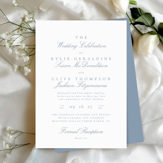 Formele Traditionele Elegante Klassieke Dusty Blue Kaart