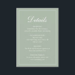 Formele traditionele elegante sage Green Wedding Informatiekaartje<br><div class="desc">Traditionele stijlpagina groene trouwbehuizing met een eenvoudig design met "Details" in een elegante kalligrafie binnen een dunne rand. De sjabloon staat voldoende ruimte voor u toe om belangrijke informatie over uw speciale dag te delen. Dit klassieke ontwerp is perfect voor een formele bruiloft.</div>