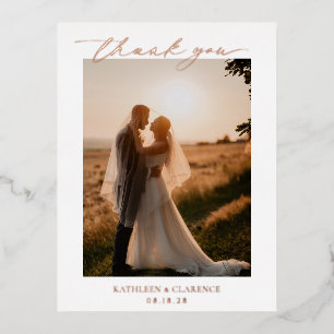 Formele Traditionele Foto Klassieke Bruiloft Dank  Folie Uitnodiging Briefkaart