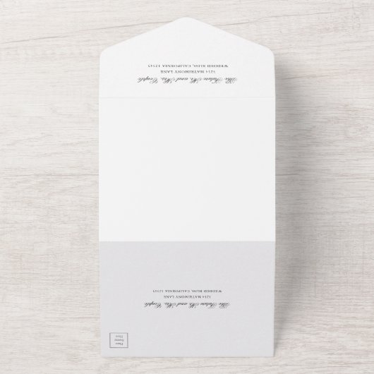 Formele traditionele klassieke elegante witte brui all in one uitnodiging (Buitenkant)