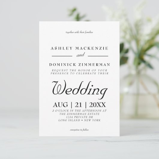 Formele Traditionele Minimale Uitnodiging voor het (Staand voorkant)