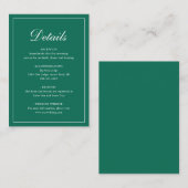 Formele Traditionele Smaragd Groene Elegante Huwel Informatiekaartje (Voorkant / Achterkant)