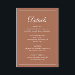 Formele traditionele terracotta elegante bruiloft informatiekaartje<br><div class="desc">Traditionele stijl terracotta / verbrande sinaasappel / roestkleurige trouwbehuizing met een eenvoudig ontwerp met "Details" in een elegante kalligrafie binnen een dunne rand. De sjabloon staat voldoende ruimte voor u toe om belangrijke informatie over uw speciale dag te delen. Dit klassieke ontwerp is perfect voor een formele bruiloft.</div>