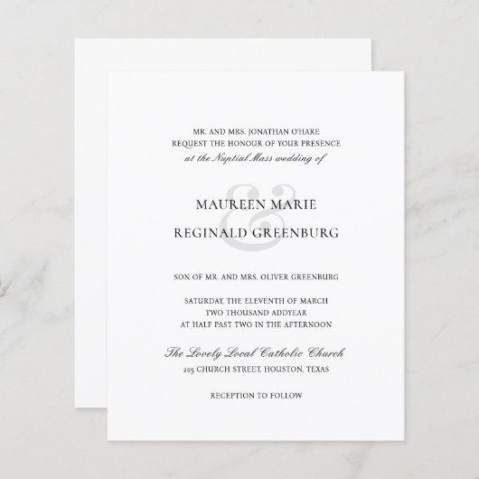 Formele traditionele uitnodiging tot weddenschap o (Voorkant / Achterkant)