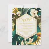 Formele Trendy Tropical Destination Wedding RSVP (Voorkant)